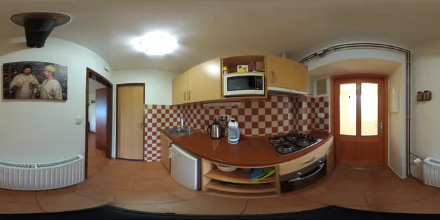 360° pohled do kuchyně Apartmánu