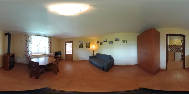 360° pohled do obývacího pokoje Apartmánu
